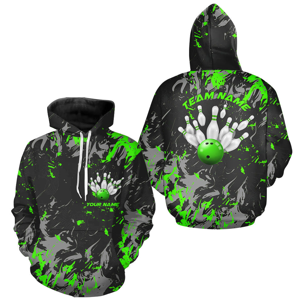 Black And Green Camo Bowling Team Shirts Custom Men And Women Hoodie Shirts Bowling League Shirts IPHW5362