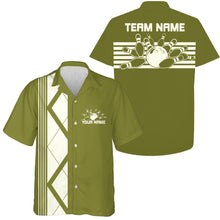 Load image into Gallery viewer, Custom Retro Bowling Button Up Shirt , Vintage Striped Bowling Team Hawaiian Shirt IPHW10071