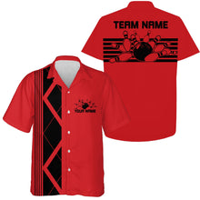 Load image into Gallery viewer, Custom Retro Bowling Button Up Shirt , Vintage Striped Bowling Team Hawaiian Shirt IPHW10071