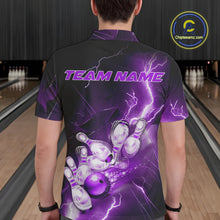 Load image into Gallery viewer, Custom Purple Thunder Lightning Bowling Polo Shirts For Men, Bowling League Shirt IPHW9793
