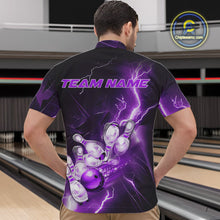 Load image into Gallery viewer, Custom Purple Thunder Lightning Bowling Quarter-Zip Shirts For Men, Bowling League Shirt IPHW9793
