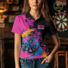 Load image into Gallery viewer, Custom Colorful Splatter Dartboard Dart Polo Shirt For Women, Grunge Dart Team Jerseys IPHW9961