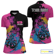 Load image into Gallery viewer, Custom Colorful Splatter Dartboard Dart Women Quarter-Zip Shirt, Grunge Dart Team Jerseys IPHW9961