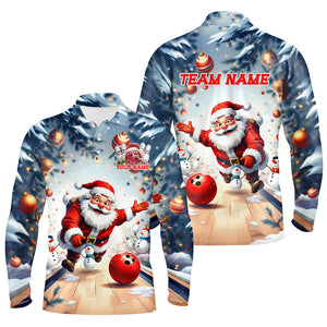 Funny Santa Playing Bowling Custom Christmas Bowling Shirts For Men, Christmas Bowlers Outfits IPHW7845