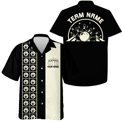 Custom Retro Style Bowling Button Up Shirt, Vintage Bowling Hawaiian Team Shirt IPHW10080