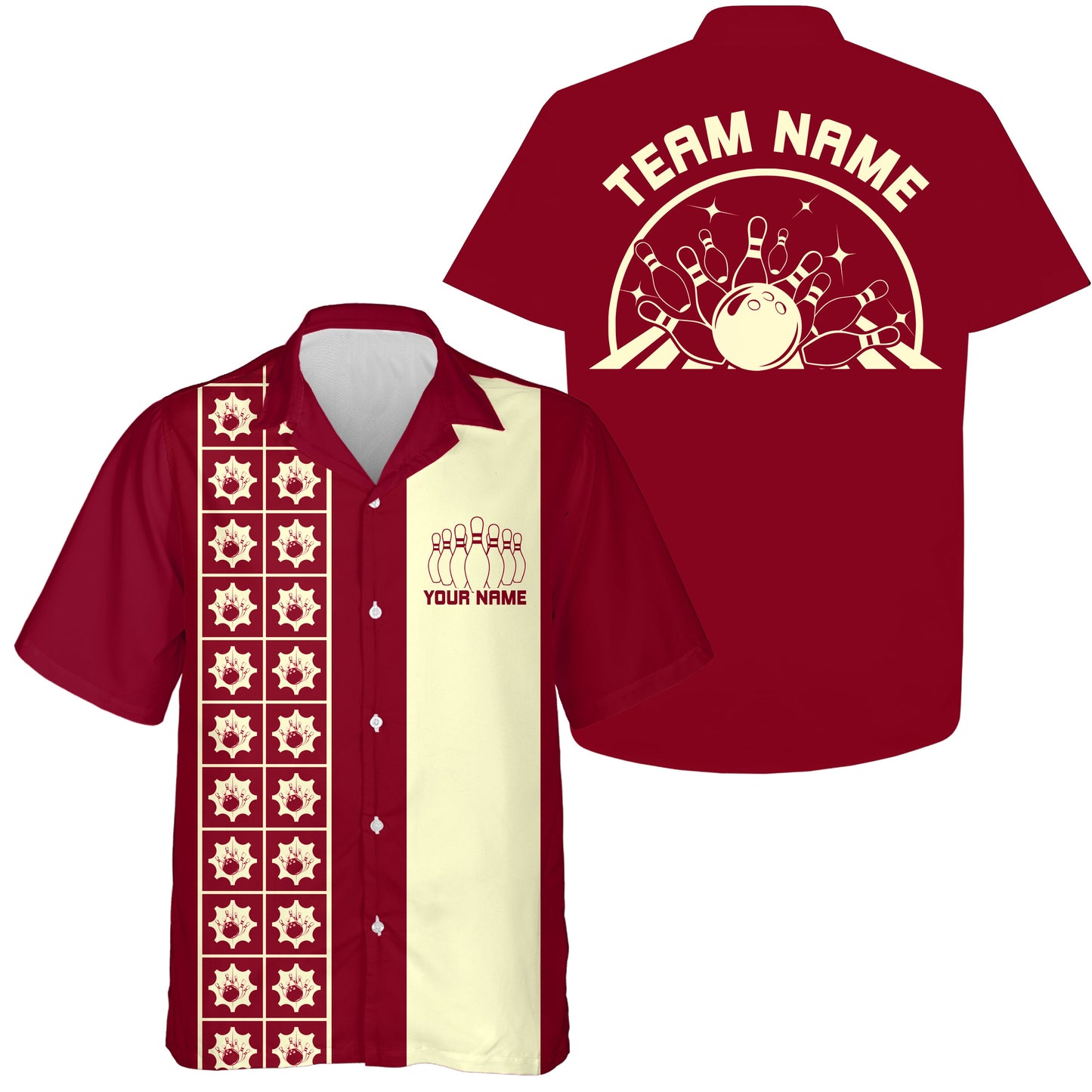 Custom Retro Style Bowling Button Up Shirt, Vintage Bowling Hawaiian Team Shirt IPHW10080
