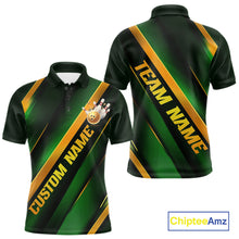 Load image into Gallery viewer, Custom Green And Gold Bowling Tournament Shirts For Men And Women With Name, Bowler Outfit IPHW10647
