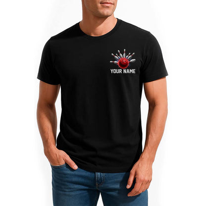 Custom Bowling T-Shirts For Men, American Flag Patriotic US Bowling Team Outfit IPHW9069