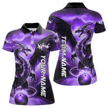 Load image into Gallery viewer, Custom Purple Thunder Lightning Dragon Bowling Polo Shirt For Women, Dragon Bowling Uniform IPHW8305