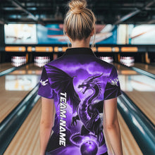 Load image into Gallery viewer, Custom Purple Thunder Lightning Dragon Bowling Quarter-Zip Shirts For Women Bowling Uniform IPHW8305