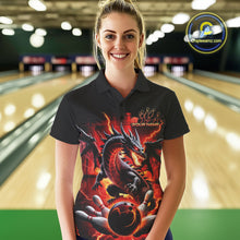 Load image into Gallery viewer, Custom Red Thunder Lightning Dragon Women Polo Shirts, Dragon Team Bowling League Shirt IPHW9024