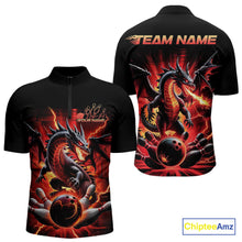 Load image into Gallery viewer, Custom Red Thunder Lightning Dragon Men Quarter-Zip Shirts, Dragon Team Bowling League Shirt IPHW9024