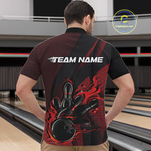 Load image into Gallery viewer, Custom Black And Red Flame Bowling Quarter-Zip Shirt For Men, Bowling Team Tournament Jersey IPHW11180