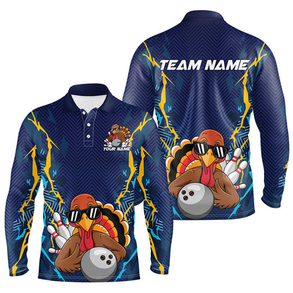 Custom Funny Turkey Bowling Team Shirts For Men, Thanksgiving Bowling Uniform Bowler Outfit IPHW7872