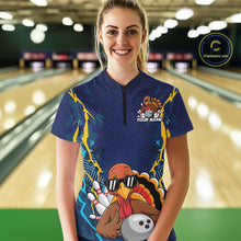 Load image into Gallery viewer, Custom Funny Turkey Bowling Team Shirts For Women, Thanksgiving Bowling Uniform Outfit IPHW7872