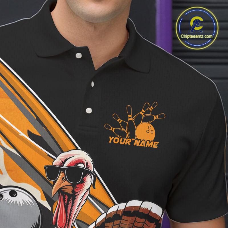Black And Yellow Camo Custom Funny Turkey Bowling Shirts For Men, Thanksgiving Bowling Tournament IPHW7881