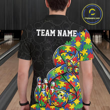 Load image into Gallery viewer, Custom Colorful Autism Awareness Butterfly Ribbon Bowling Men Shirt, Puzzles Jersey IPHW11202