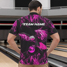 Load image into Gallery viewer, Custom Black And Pink Flame Eagle Bowling Team Men Quarter-Zip Shirts, Eagle Bowling League Shirt IPHW8800