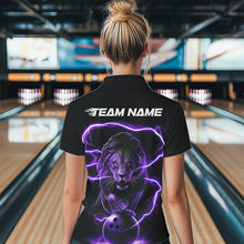 Load image into Gallery viewer, Custom Black And Purple Thunder Lightning Lion Bowling Polo Shirts For Women, Team Uniform IPHW8802