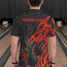 Load image into Gallery viewer, Custom Black And Red Tribal Flame Bowling Team Men Polo Shirts, Bowling Pattern Outfits IPHW8814
