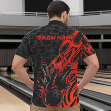 Load image into Gallery viewer, Custom Black And Red Tribal Flame Bowling Team Men Quarter-Zip Shirts, Bowling Pattern Outfits IPHW8814