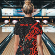Load image into Gallery viewer, Custom Black And Red Tribal Flame Bowling Women Quarter-Zip Shirts, Bowling Pattern Outfits IPHW8814