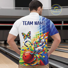 Load image into Gallery viewer, Custom Autism Awareness Butterfly Bowling Team Men Quarter-Zip Shirt, Puzzles Bowling Jersey IPHW11212