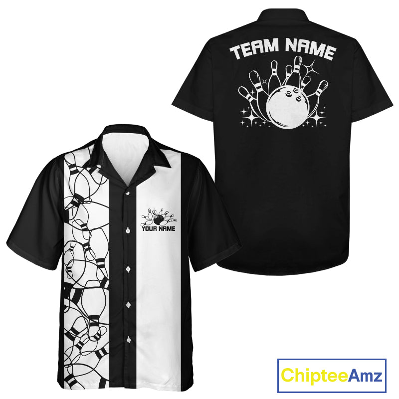 Custom Bowling Pin Pattern Vintage Bowling Team Shirt, 50S Retro Bowlers Outfit IPHW10087