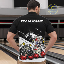 Load image into Gallery viewer, Custom Funny Boxing Bowling Men Quarter-Zip Shirt, Black Grunge Bowling Team Tournament Jersey IPHW11222