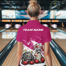 Load image into Gallery viewer, Custom Funny Boxing Bowling Women Polo Shirt, Pink Grunge Bowling Team Tournament Jersey IPHW11223