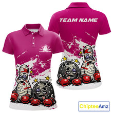 Load image into Gallery viewer, Custom Funny Boxing Bowling Women Polo Shirt, Pink Grunge Bowling Team Tournament Jersey IPHW11223