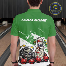 Load image into Gallery viewer, Custom Funny Boxing Bowling Men Polo Shirt, Green Grunge Bowling Team Tournament Jersey IPHW11225