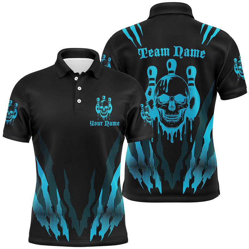 Custom Bowling Shirts For Men And Women, Multi-Color Bowling Pin Skull Team Shirts Tournament Jerseys IPHW6585