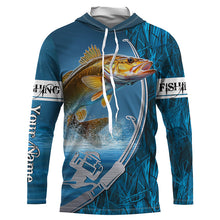 Load image into Gallery viewer, Fish Hook Custom Walleye Long Sleeve Performance Fishing Shirt, Walleye Tournament Fishing Jerseys IPHW5733