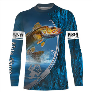 Fish Hook Custom Walleye Long Sleeve Performance Fishing Shirt, Walleye Tournament Fishing Jerseys IPHW5733