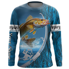 Load image into Gallery viewer, Fish Hook Custom Walleye Long Sleeve Performance Fishing Shirt, Walleye Tournament Fishing Jerseys IPHW5733