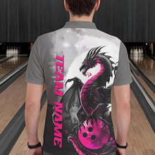 Load image into Gallery viewer, Black And Pink Custom Dragon Bowling Polo Shirts For Men, Dragon Bowling Team Shirts IPHW8818