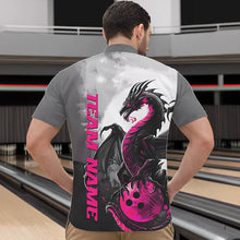 Load image into Gallery viewer, Black And Pink Custom Dragon Bowling Quarter-Zip Shirts For Men, Dragon Bowling Team Shirts IPHW8818