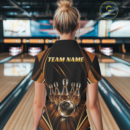 Custom Wine Bowling Women Quarter-Zip Shirts, Wine Lovers Bowling Team Jersey IPHW11827