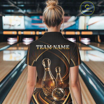 Custom Wine Bowling Women Quarter-Zip Shirts, Wine Lovers Bowling Team Jersey IPHW11828