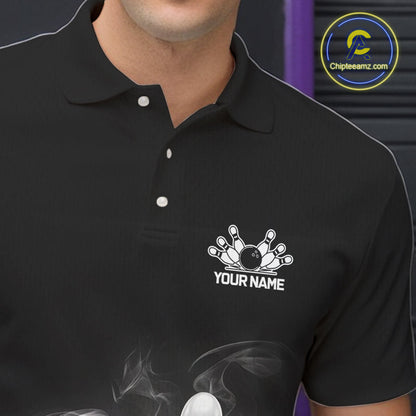 Custom Smoke Bowling Shirts For Men, Bowling Uniform Team Bowling Jerseys IPHW7373