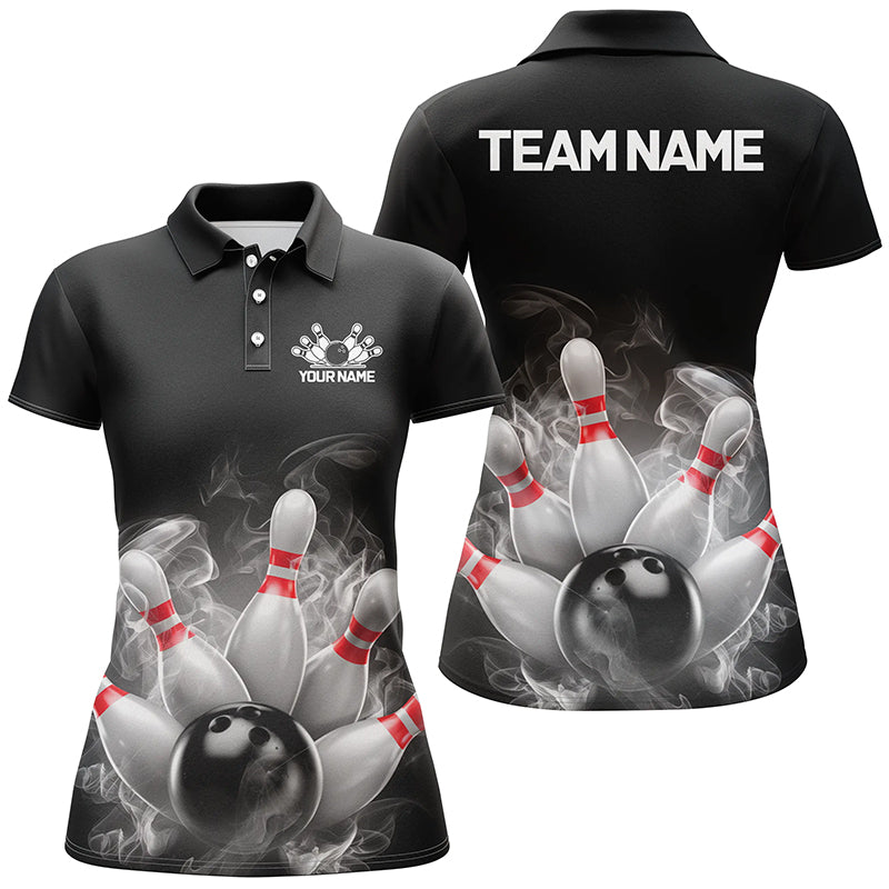 Custom Smoke Bowling Shirts For Women, Bowling Uniform Team Bowling Jerseys IPHW7373