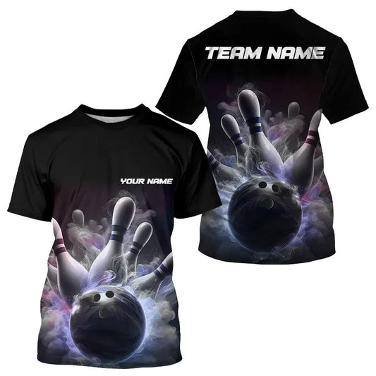 Custom Bowling T-Shirts For Men Smoke Bowling Team Jerseys Strike Bowling IPHW5402