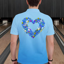 Load image into Gallery viewer, Blue Bowling Heart Custom Valentines Bowling Polo Shirts For Men, Bowling Couple Shirt IPHW8339