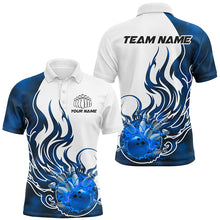 Load image into Gallery viewer, Custom Blue Flame Bowling Shirts For Men, Galaxy Bowling Team Shirts Bowling Uniform IPHW7087