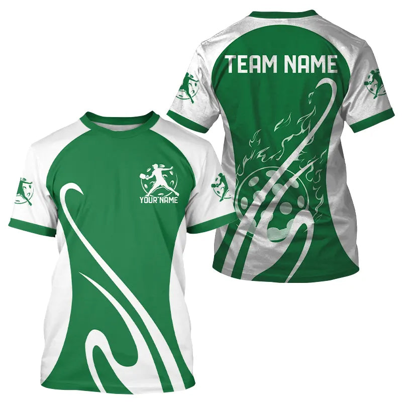 Custom Green Pickleball T-Shirts For Men, Flame Pickleball Tournament Team Shirt IPHW8117