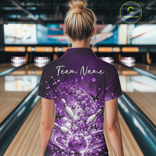 Load image into Gallery viewer, Custom Elegant Purple Roses And Butterfly Women Bowling Shirt, Bowling League Shirt IPHW10927