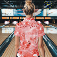 Load image into Gallery viewer, Custom Elegant Red Roses And Butterfly Women Bowling Quarter-Zip Shirts, Ladies Outfit IPHW10936