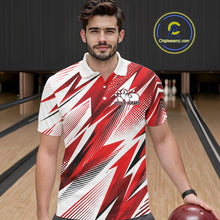 Load image into Gallery viewer, Custom Red Bowling Team Men Polo Shirts, Bowling League Shirt Bowler Jerseys IPHW11423