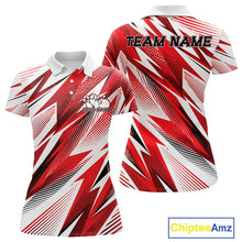 Load image into Gallery viewer, Custom Red Bowling Team Women Polo Shirts, Bowling League Shirt Bowler Jerseys IPHW11423